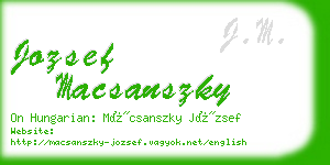 jozsef macsanszky business card